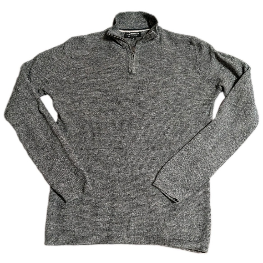 Country Road Australian Cotton 1/4 Zip Sweater Mens S Gray Knit Pullover